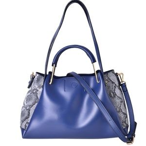 Blue and black snake side hobo tote bag